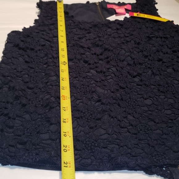 Catherine Malandrino New Crochet LACE Tank Top Blouse Cotton Back Zip NAVY Sexy! - Picture 7 of 9